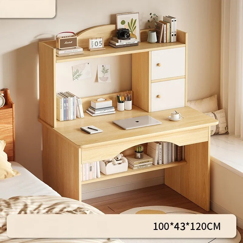 Bureau-Bibliothèque Intégré – Bureau Étudiant avec Rangement, 80 ou 100 cm