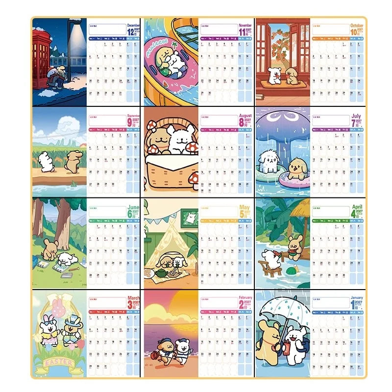 Calendrier de Bureau 2026-2027 – Chiots Maltais Adorables