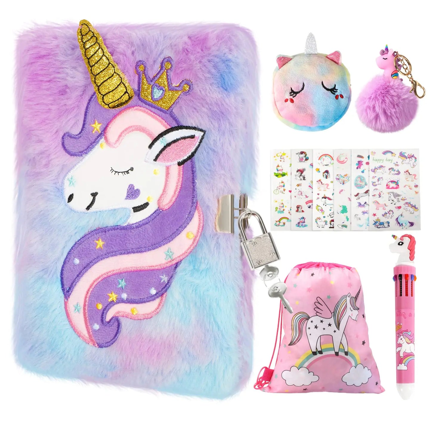 Journal Intime avec Cadenas – Couverture Peluche Chat ou Licorne – 160 Pages – Cadeau Fille