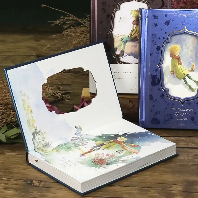 Cahier Relié – Série Prince & Rose – 128 Feuilles Couleur – Format B6 – 4 Designs