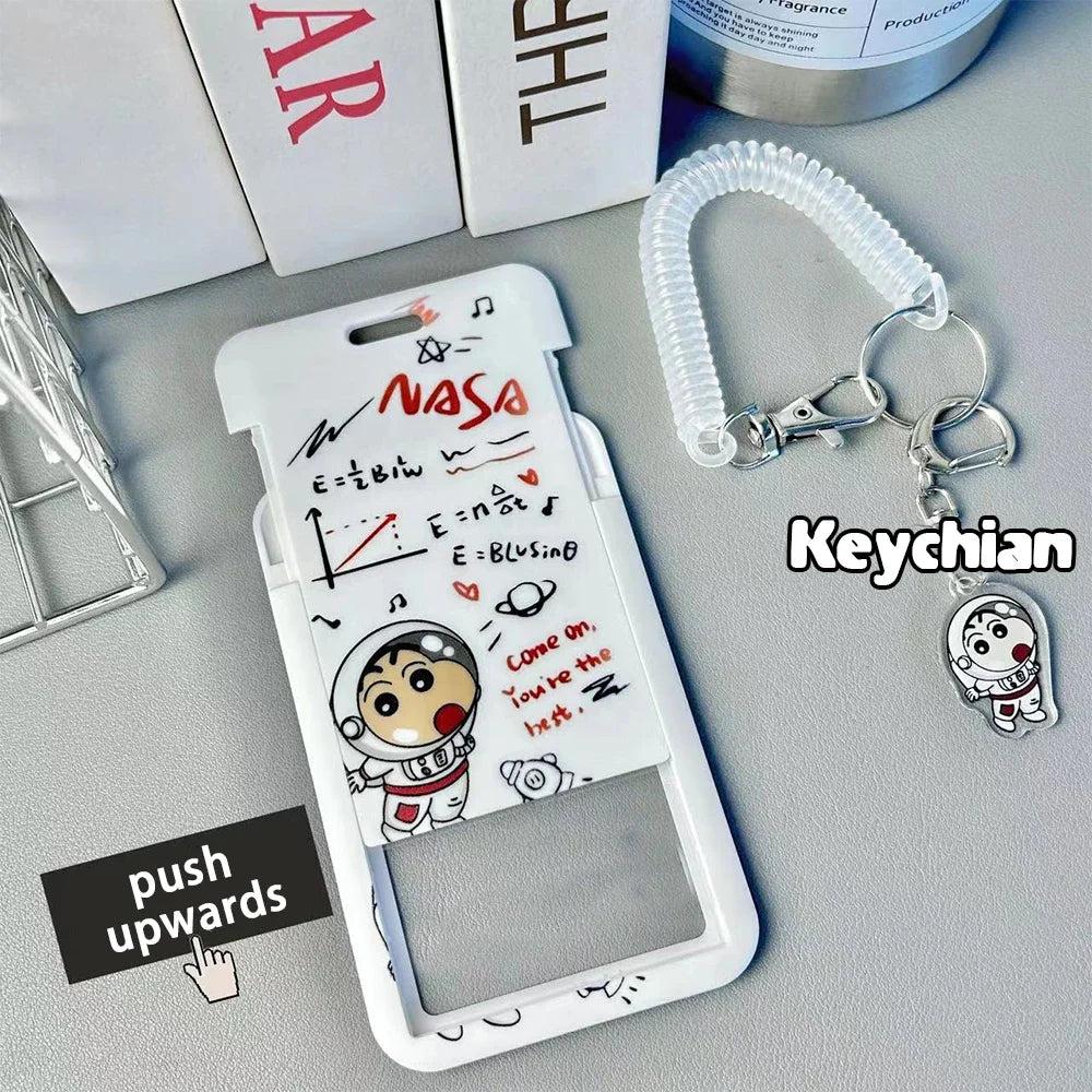 Porte-Carte Coulissant Kawaii – Style Anime – Carte de Bus, Cantine & Badge – 4 Modèles