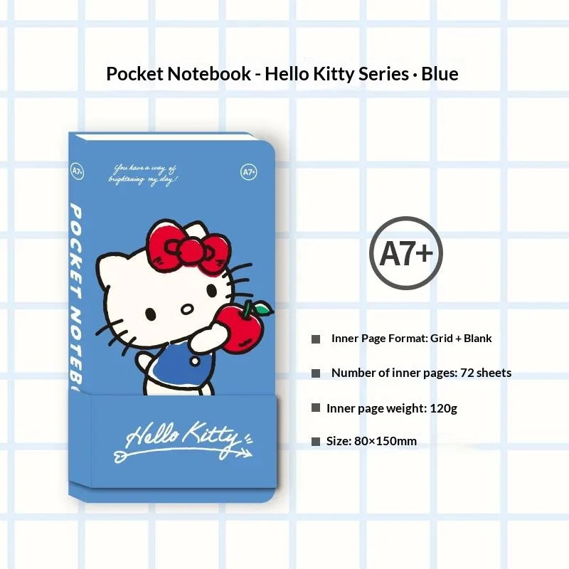 Carnet Pocket A7 Kinbor x Sanrio – Hello Kitty & BB Series, Quadrillé/Vierge, Journal Portable