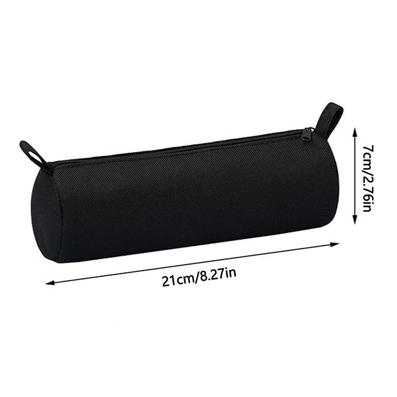 Trousse Cylindrique en Tissu Oxford – Grande Capacité, Fermeture Éclair, 5 Couleurs