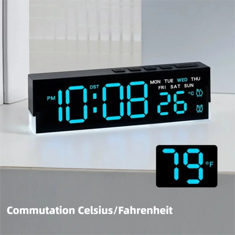 Réveil LED Numérique avec Veilleuse Colorée – Heure, Température, 2 Alarmes, USB ou Piles