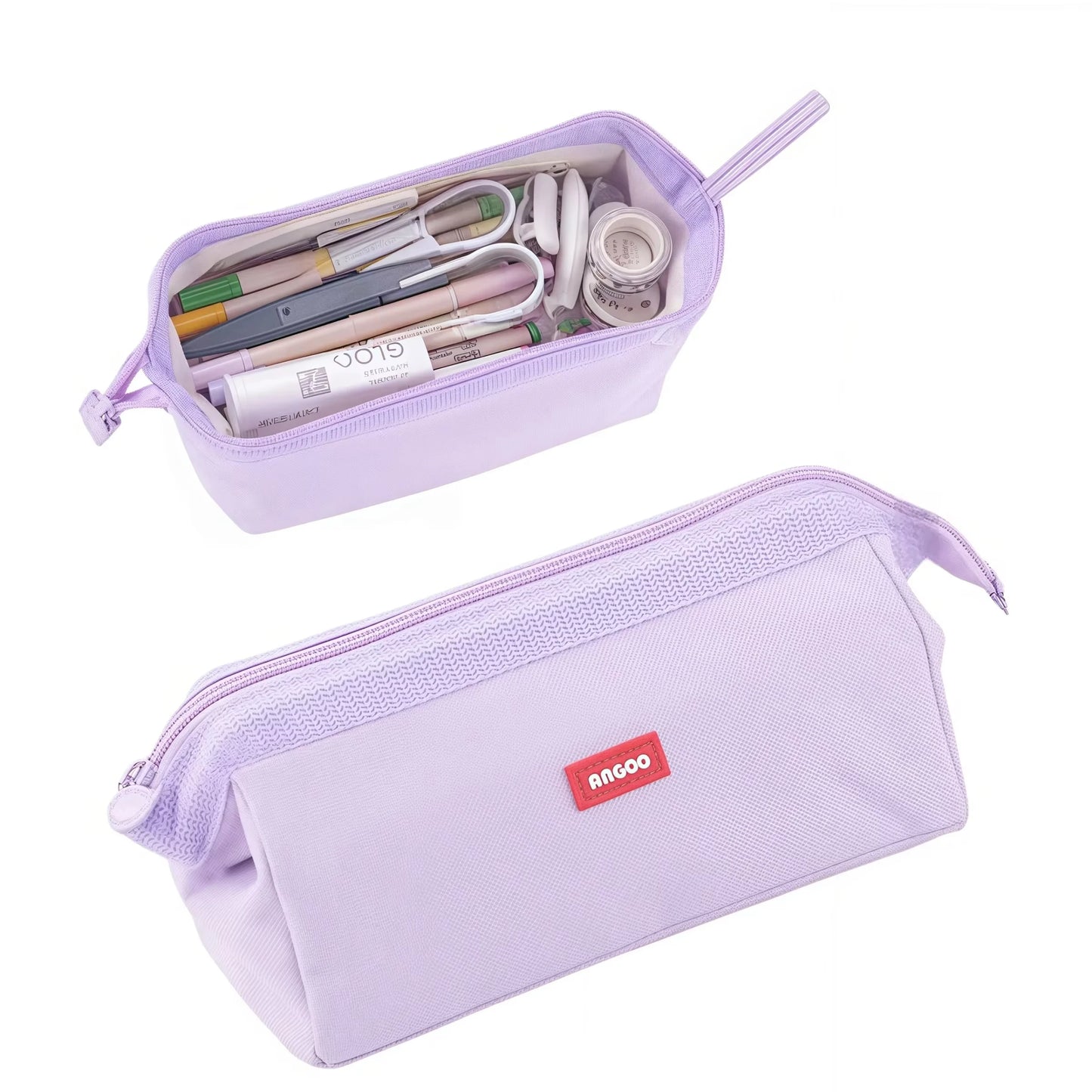 Trousse à Crayons Grande Capacité avec Porte-Étiquette – Style Minimaliste, 7 Couleurs