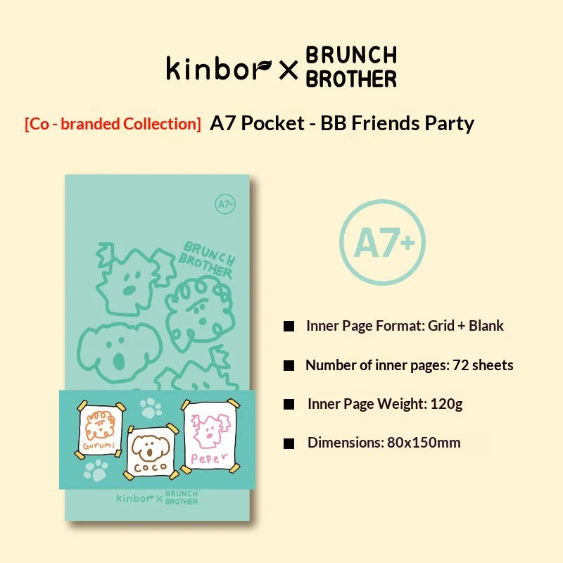 Carnet Pocket A7 Kinbor x Sanrio – Hello Kitty & BB Series, Quadrillé/Vierge, Journal Portable