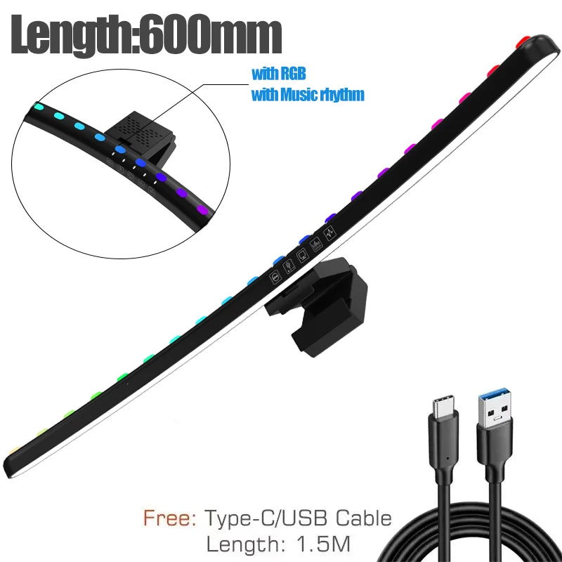 Barre Lumineuse LED pour Moniteur – RGB Dimmable, Télécommande, Gaming