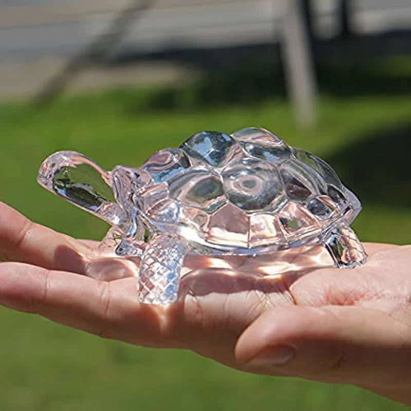 Tortue Porte-Bonheur Effet Cristal – Statuette Décorative Bureau et Maison