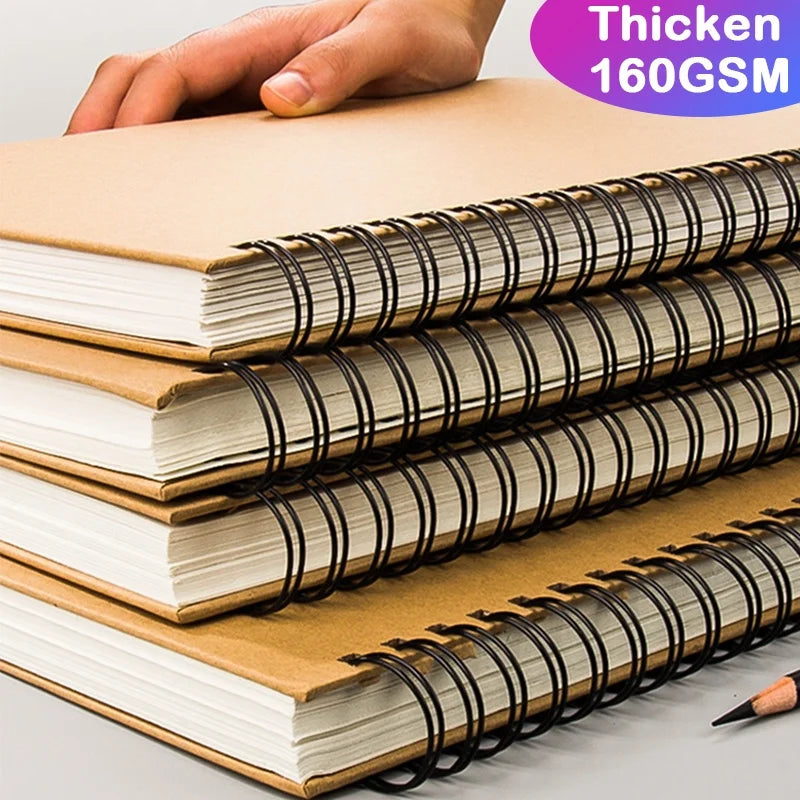 Sketchbook Professionnel – Papier 160 GSM – Carnet Spirale Aquarelle & Dessin – A5, A6 ou A4