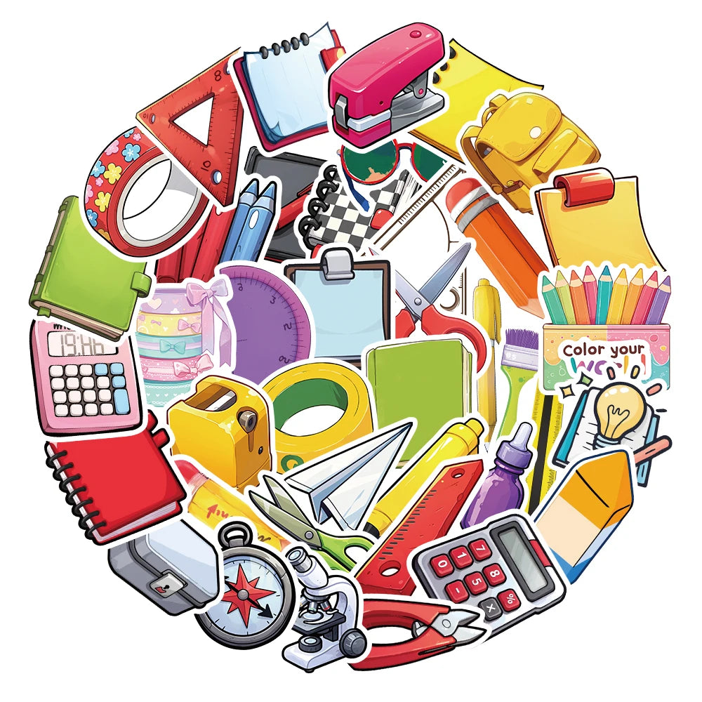 Lot de 54 Autocollants Scolaires – Déco Cahiers, Gourdes & Cadeaux Rentrée