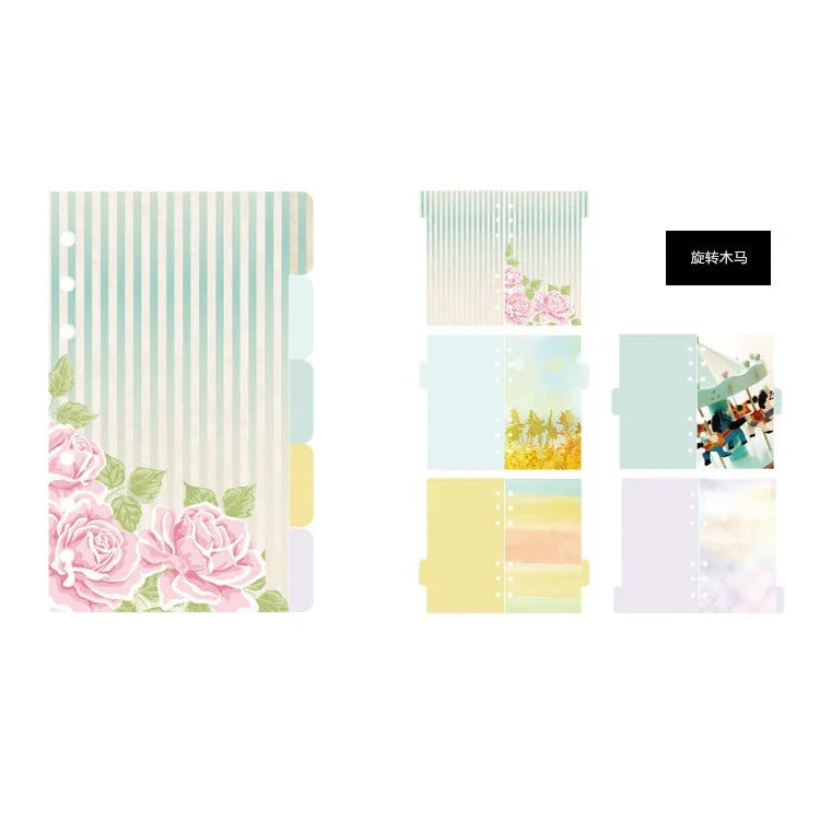 Intercalaires Aquarelle A5/A6 – 6 Trous, Séparateurs Feuilles Mobiles, 23 Motifs