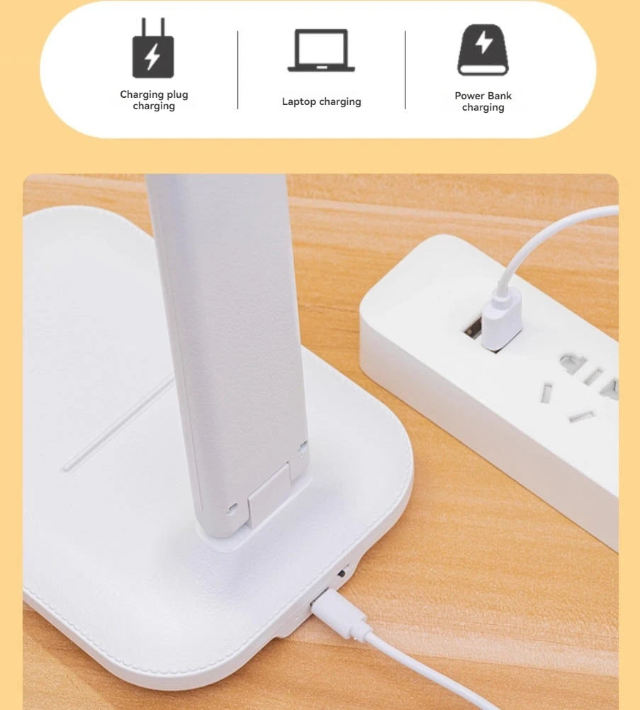 Lampe de Bureau LED Pliable – Protection Oculaire, 3 Niveaux de Luminosité, Interrupteur Tactile