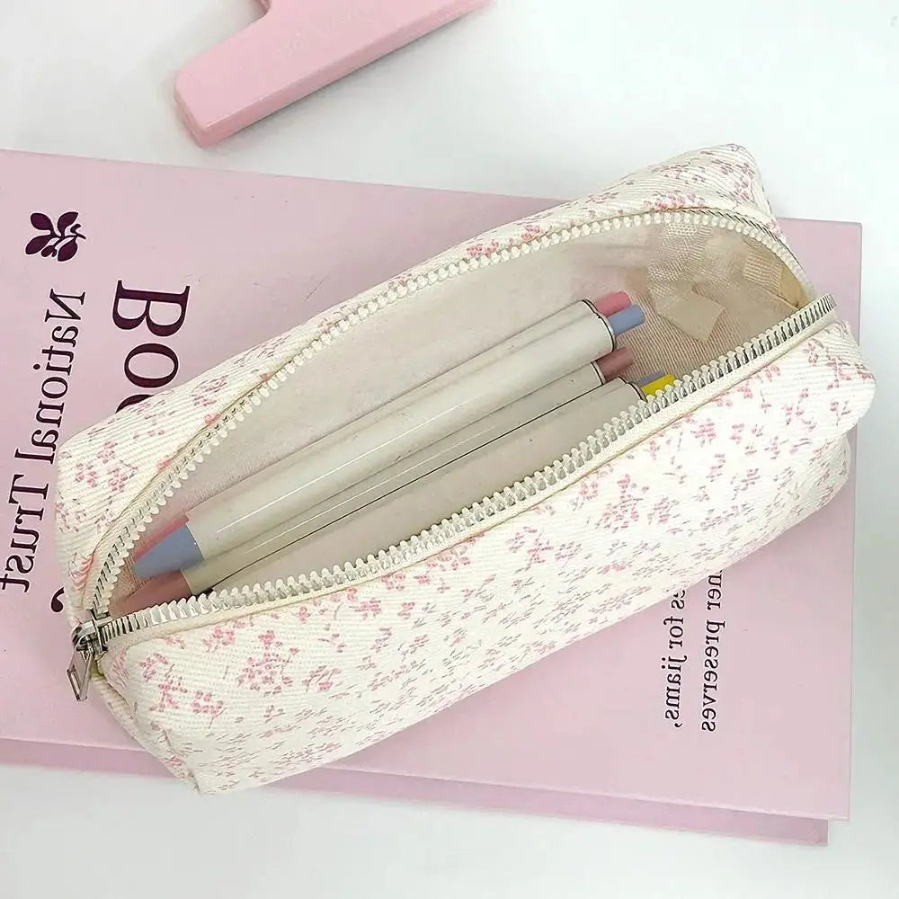 Trousse à Crayons Florale en Canvas – Grande Capacité, 20x8x5 cm, 4 Motifs