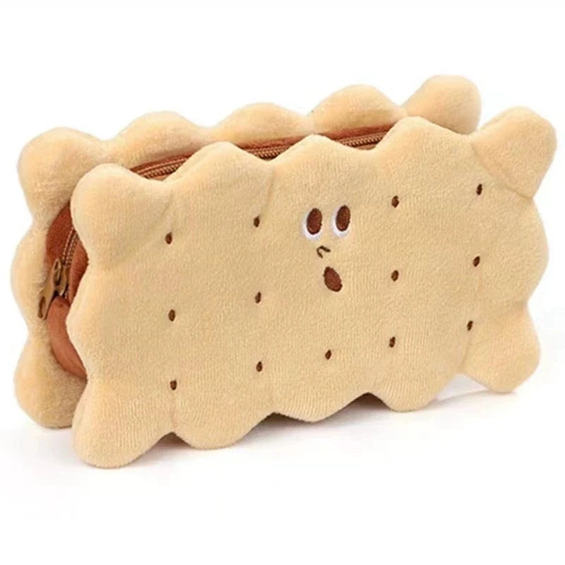 Trousse Biscuit en Peluche – Grande Capacité, 5 Designs Gourmands