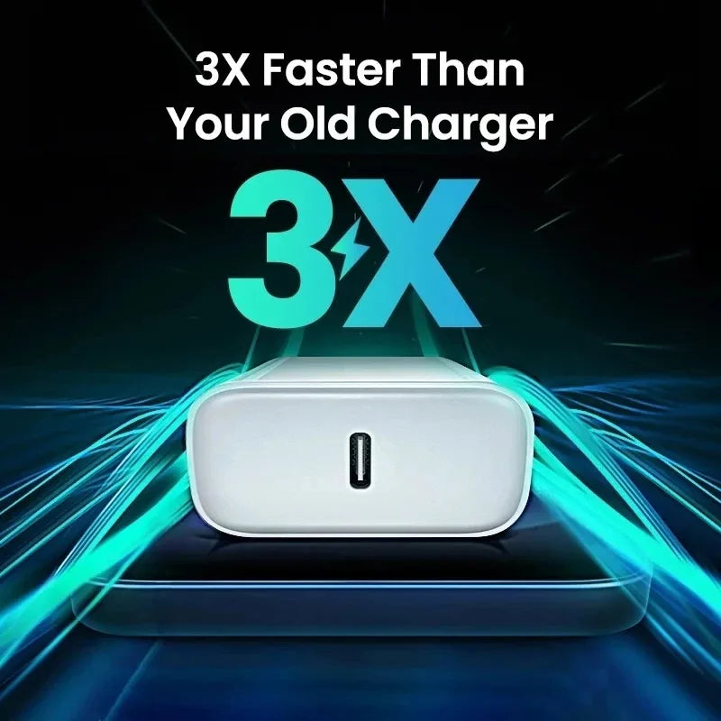 Chargeur Rapide Original PD 35W pour iPhone – USB-C, Compatible iPhone 17/16/15/14/13/12/11, Câble Tressé 1M