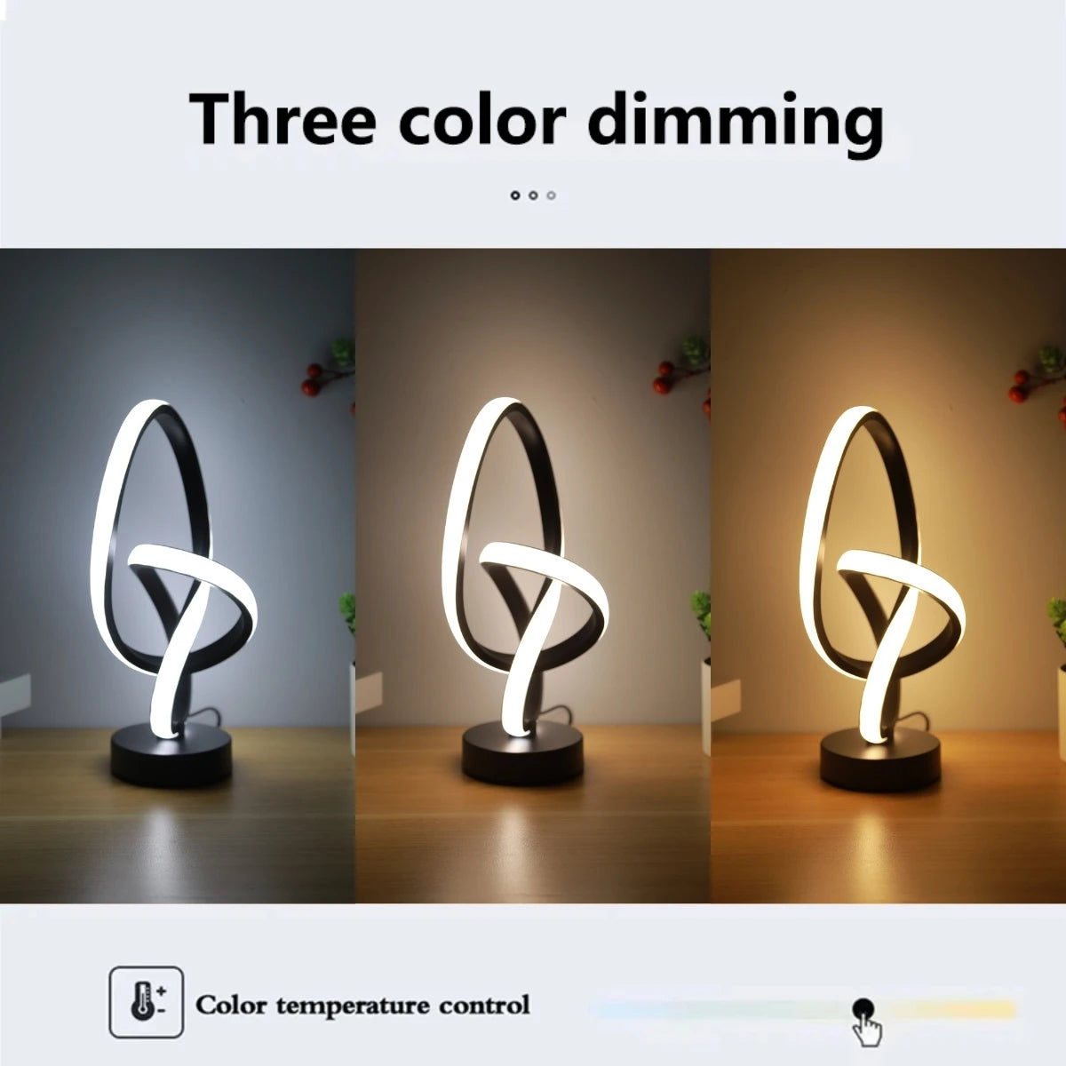 Lampe LED de Bureau USB – 3 Modes de Luminosité, Design Créatif, Chambre & Bureau, Noir ou Blanc