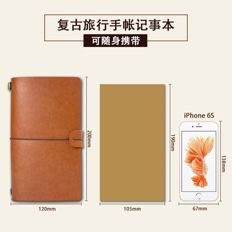 Carnet A6 Cuir Rétro à Sangle – Feuilles Mobiles – Journal de Voyage – 5 Coloris