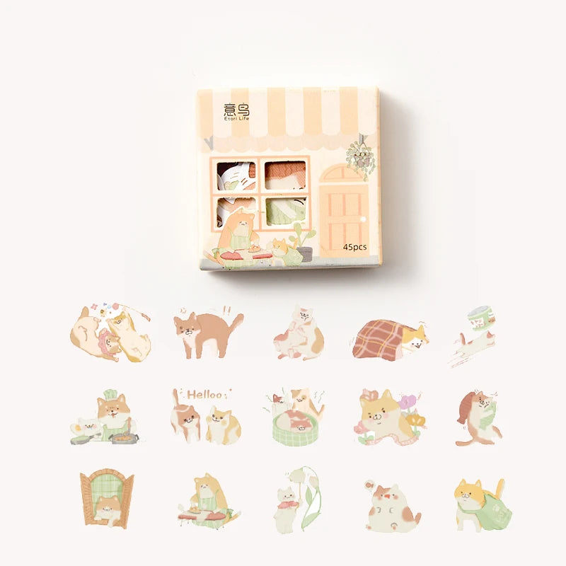 Stickers Kawaii Maison – Set 45 Pièces, Scrapbooking & Décoration, 4 Designs