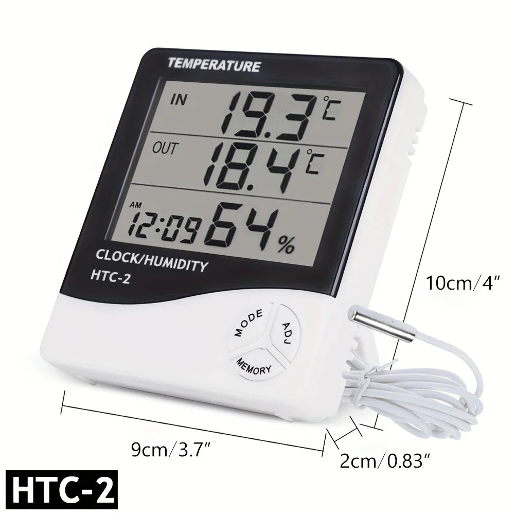 Thermomètre Hygromètre LED – Horloge Électronique, Température & Humidité, Alarme