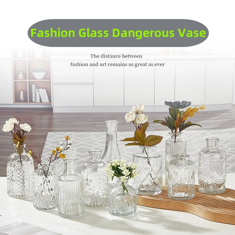 Vase en Verre Sculpté Fait Main – Pot Hydroponique Décoratif Style Gothique