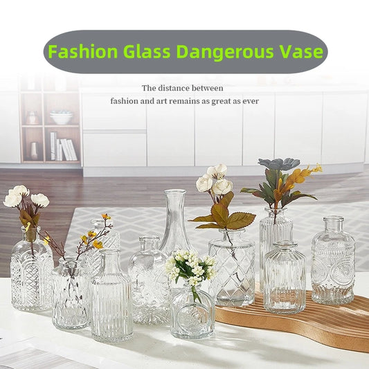 Vase en Verre Sculpté Fait Main – Pot Hydroponique Décoratif Style Gothique