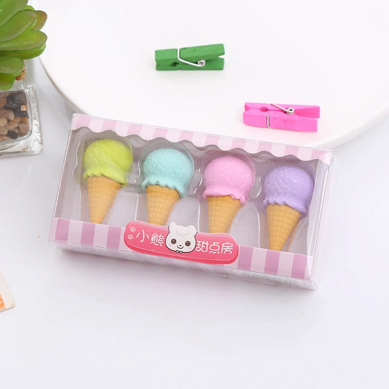 Gommes Kawaii Sucette & Glace – Papeterie Mignonne, Enfants & École, Cadeau Créatif
