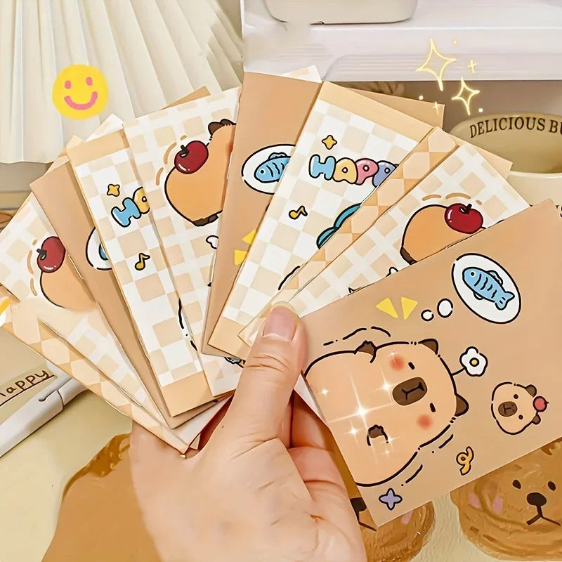Set 10 Mini Carnets Kawaii Capybara – Pocket Notebook, Journal & Mémo, Coloris Assortis