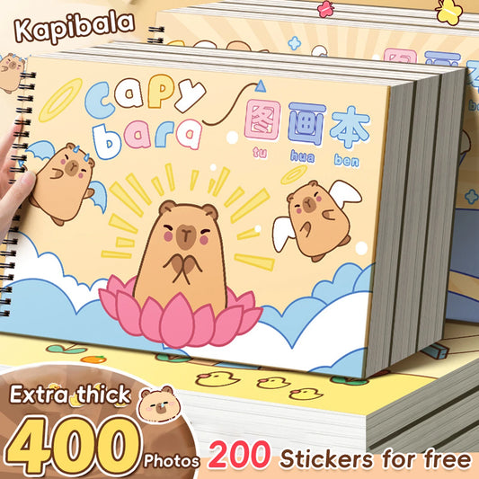 Livre de Dessin Kawaii A4 – Panda & Capybara, Papier Épaissi, 30 ou 50 Feuilles