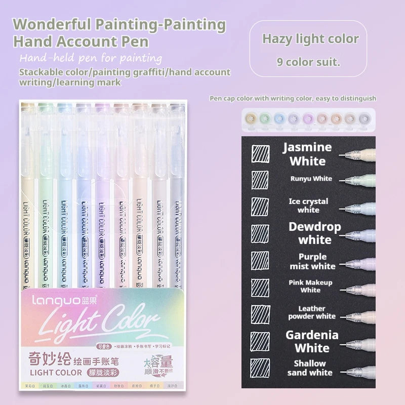 Stylos Gel Languo – Grande Capacité, 0,6 mm, Lot de 6 ou 9, Kawaii Art & Doodle, Papeterie Étudiant