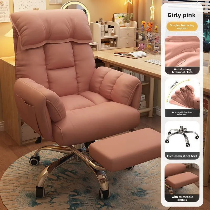Chaise de Bureau Confortable avec Accoudoirs et Repose-pieds – Inclinable, Hauteur Réglable, 12 Coloris