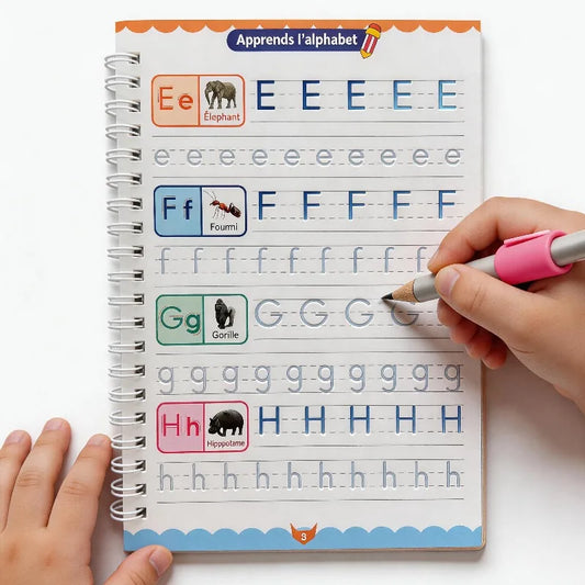 Cahier Pratique de l’Alphabet Français – Écriture Cursive Groove – Activités Enfants Débutants
