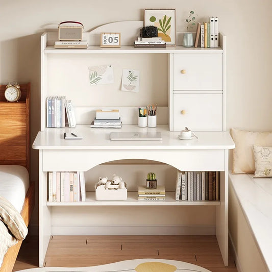 Bureau-Bibliothèque Intégré – Bureau Étudiant avec Rangement, 80 ou 100 cm