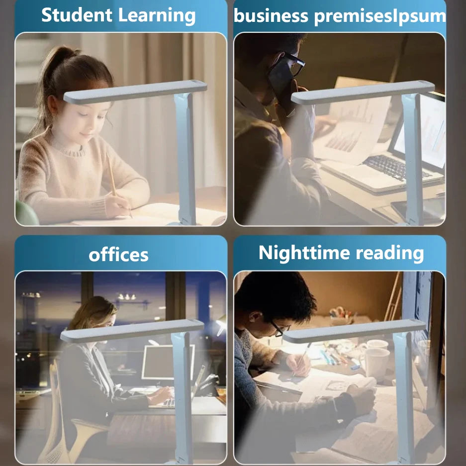 Lampe de Bureau LED Pliable – Protection Oculaire, 3 Niveaux de Luminosité, Interrupteur Tactile