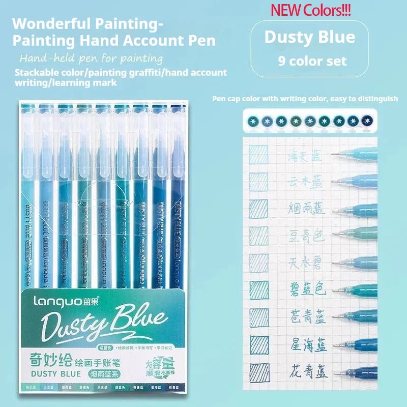 Stylos Gel Languo – Grande Capacité, 0,6 mm, Lot de 6 ou 9, Kawaii Art & Doodle, Papeterie Étudiant