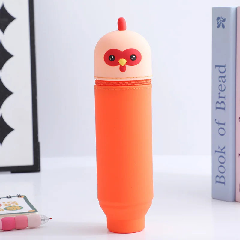 Trousse Télescopique en Silicone – Animaux Mignons, Grande Capacité, 15 Designs
