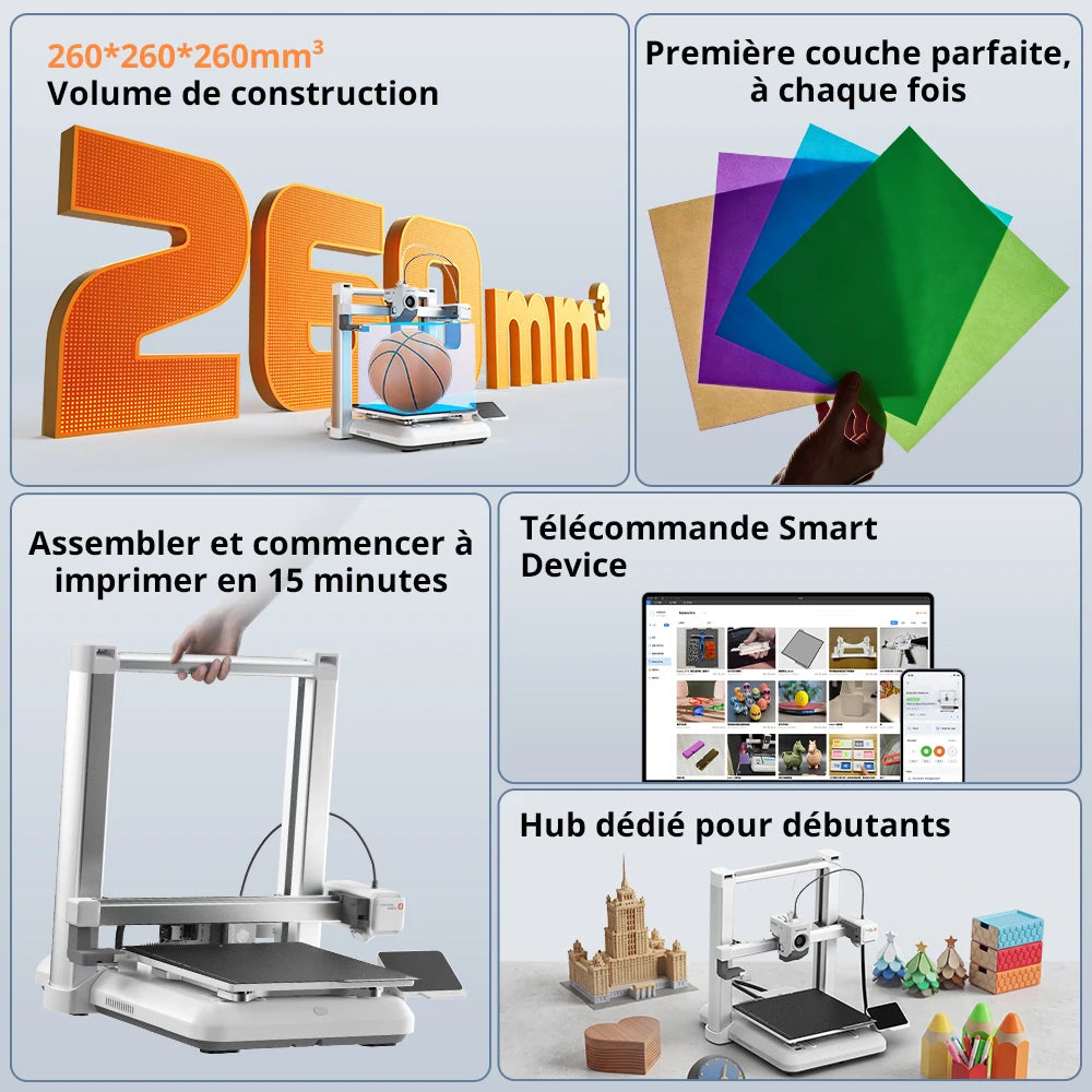 Imprimante 3D ANYCUBIC Kobra 4 – Multi-Couleurs FDM, 600mm/s, 8 Couleurs, Contrôle App
