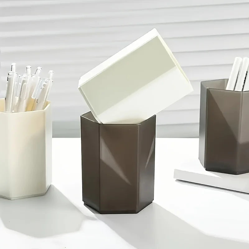 Porte-Stylos Hexagonal Grande Capacité – Style Minimaliste Luxe – Bureau & Office