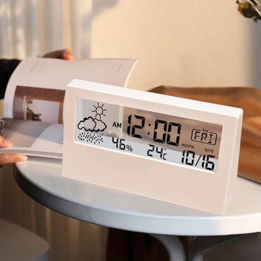 Thermomètre Hygromètre LED – Horloge Électronique, Température & Humidité, Alarme