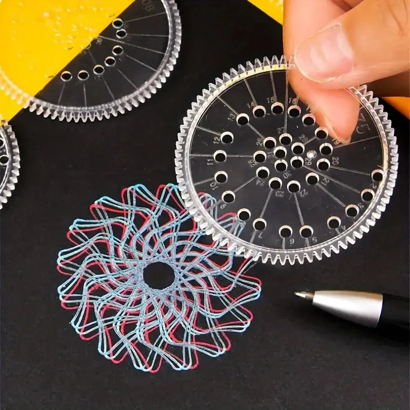 Set 22 Pièces Règles Dessin Engrenage – Pochoirs, Marqueur, Papier Noir, Designs Complexes
