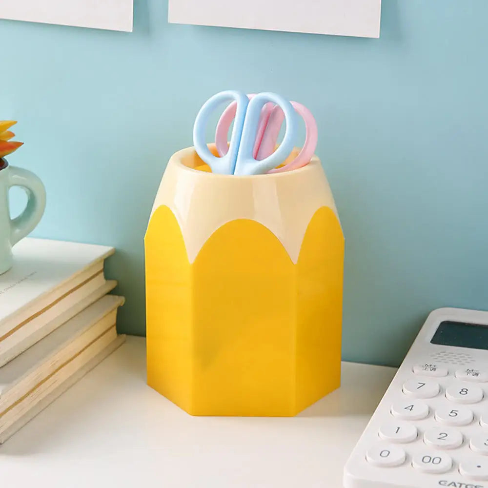 Porte-Stylos en Bois – Forme Tête de Crayon – Organiseur Bureau Style Coréen