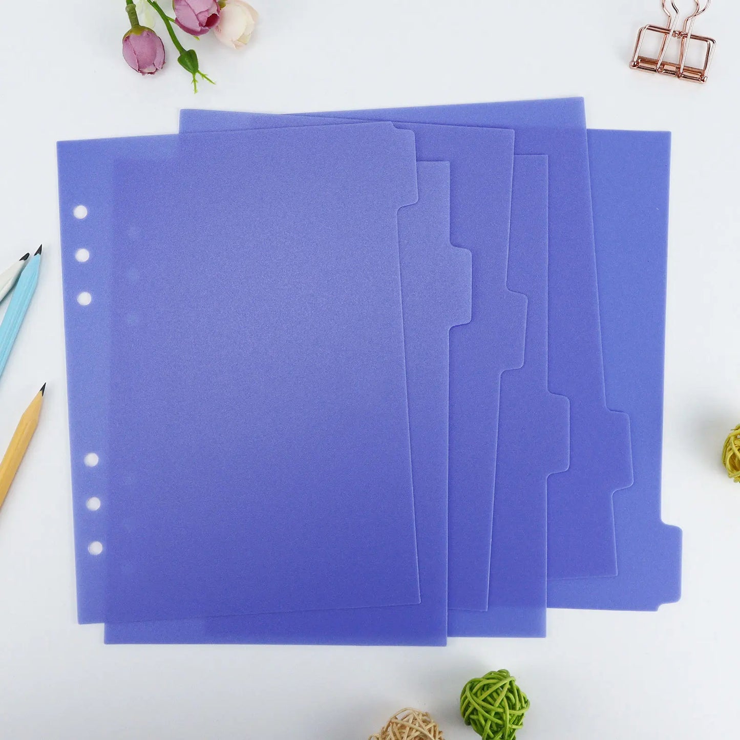 Intercalaires Aquarelle A5/A6 – 6 Trous, Séparateurs Feuilles Mobiles, 23 Motifs
