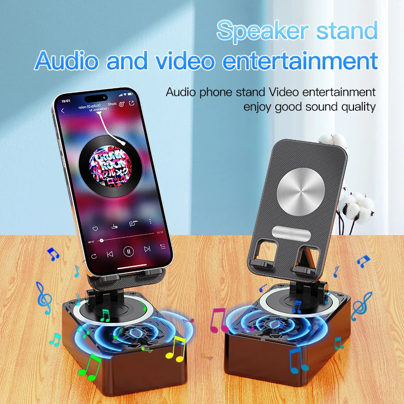 Enceinte Bluetooth 3-en-1 – Support Téléphone, Batterie Externe, Pliable, Antidérapant, Réunion & Live