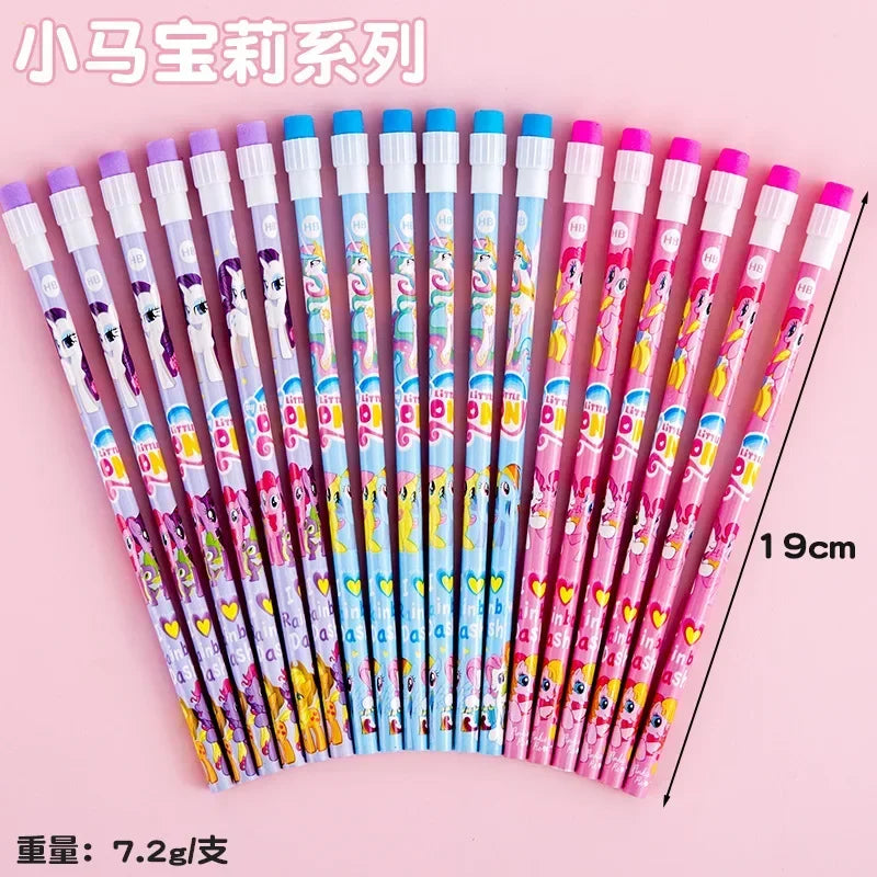 Lot de 10 Crayons HB Kawaii – Capybara, Pony & Labubu, Grande Gomme, Cadeau École & Papeterie