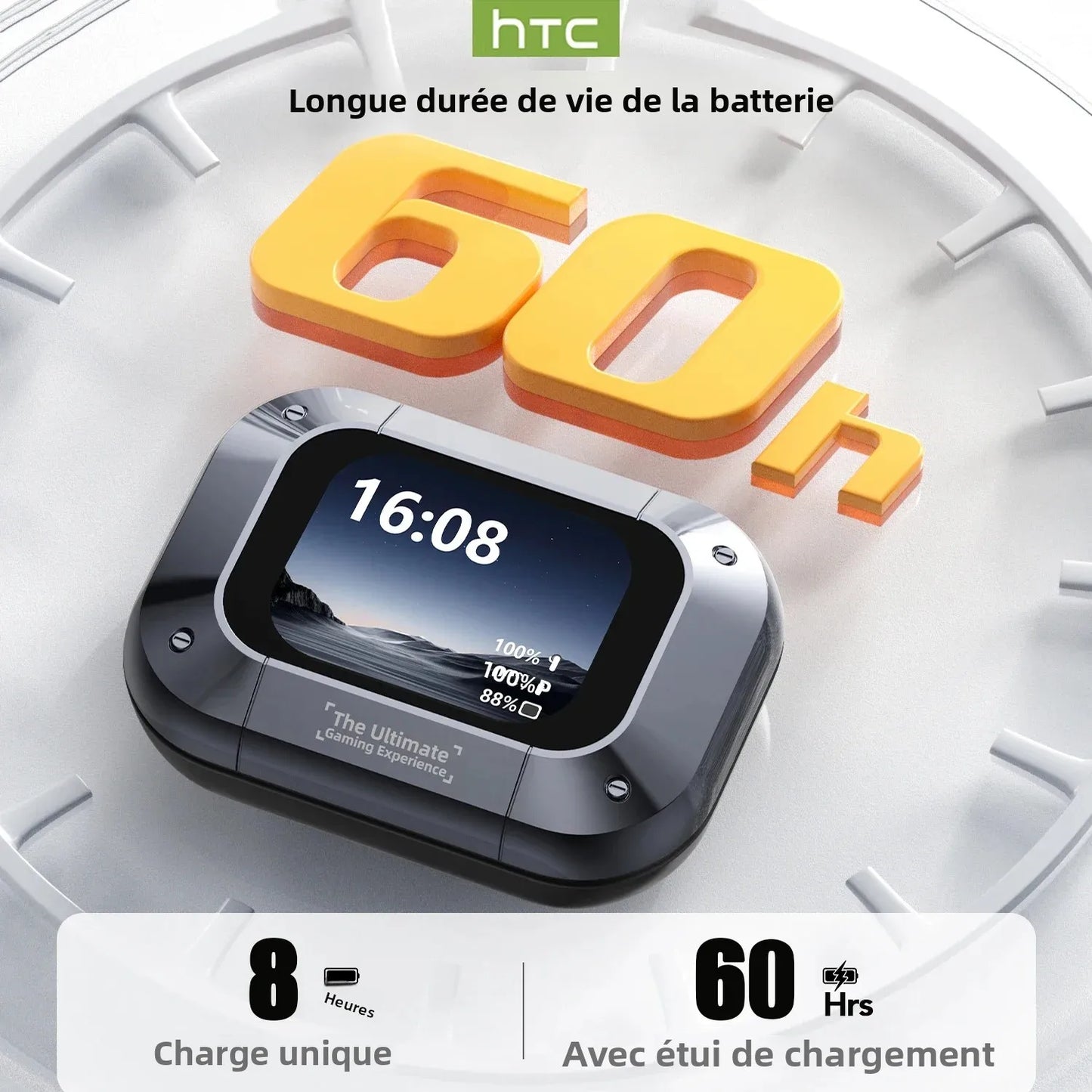 Écouteurs Traducteur IA HTC NE25 – Bluetooth 5.4, Tactile, Waterproof, Micro HD