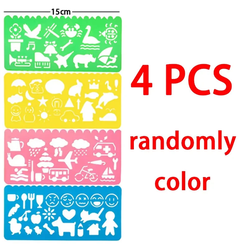 Pochoirs Règles Créatives Kawaii – Animaux & Géométrie, Dessin & Scrapbooking, Lot au Choix