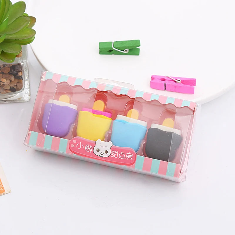 Gommes Kawaii Sucette & Glace – Papeterie Mignonne, Enfants & École, Cadeau Créatif