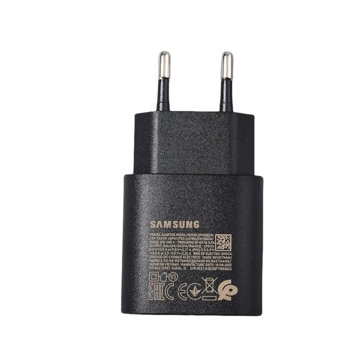 Chargeur Samsung Original 25W USB-C – Charge Super Rapide, Compatible Galaxy A & S Series, Noir & Blanc