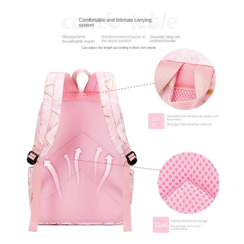 Set Sac à Dos + Lunch Bag Ado Fille – Grande Capacité, Polyester, 3 Coloris