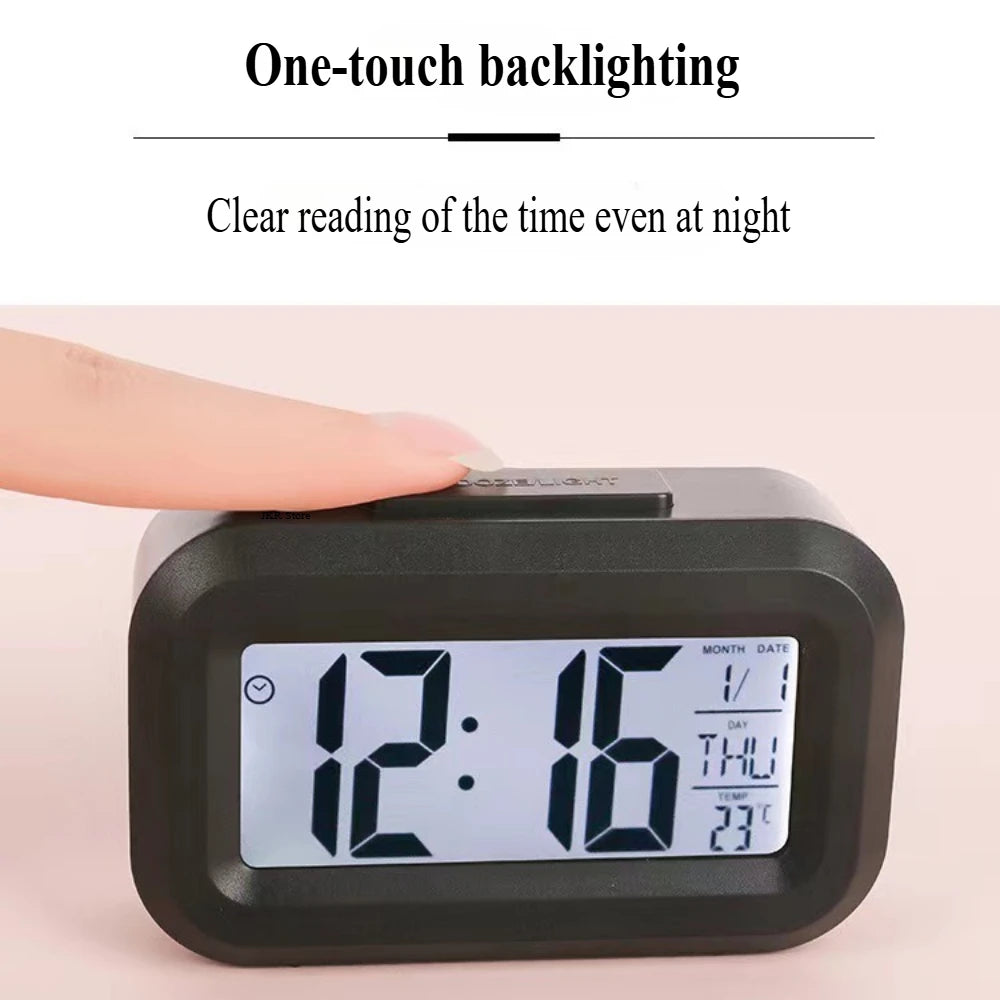Réveil Digital LED – Horloge Électronique Rétroéclairée, Snooze, Calendrier, Bureau & Maison, 5 Coloris