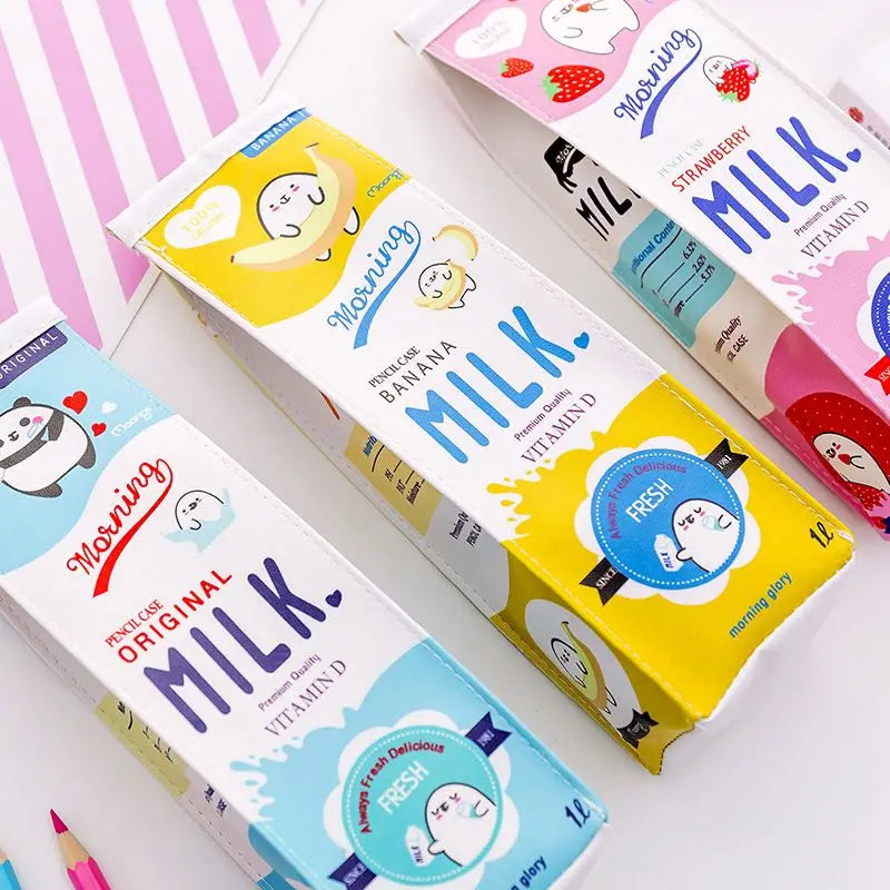 Trousse À Crayons Kawaii – Forme Brique de Lait – Style Coréen Mignon